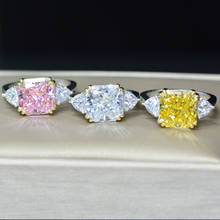100% original 925 prata esterlina flor corte 5ct topázio diamante anel de noivado anel de casamento anéis para mulheres jóias finas presente 2024 - compre barato