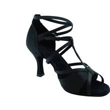Evkoodance Practice Ballroom Dance Shoes Lady Black Silveer Salsa Dance Shoes  Suede 7cm Heeled  Women Latin Dance Shoes 2024 - buy cheap