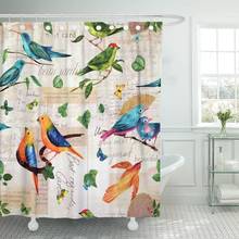 Vibrant Teal Blue and Golden Yellow Watercolor Birds Shower Curtain Waterproof Fabric 72 x 78 Inches Set with Hooks 2024 - buy cheap