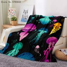 Фланелевое Одеяло с Медузой, морское Флисовое одеяло с 3D принтом, цветное покрывало для сна с животными, офисный диван, мягкое домашнее одеяло 2024 - купить недорого
