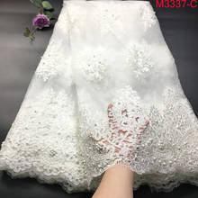 White 2021 High Quality Nigerian Tulle Lace Fabrics Latest Beaded Mesh African Lace Fabric Bride French Net Lace Fabric M33372 2024 - buy cheap