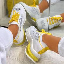 Women Casual Sneakers Fashion Rhinestone Ladies Vulcanized Shoes 2021 New Flat Shoes Lace Up Running Walking Shoes for Women 2024 - buy cheap