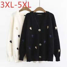 New ladies autumn winter plus size knit sweater jacket for women large long sleeve velvet black button cardigan coat 3XL 4XL 5XL 2024 - buy cheap