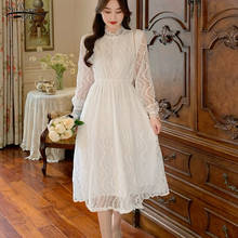 Empire-vestido ajustado Vintage para mujer, elegante vestido blanco de ganchillo Floral para fiesta, Vestidos largos de encaje para mujer 2021 2024 - compra barato
