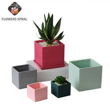 Square Simple Ceramic Flower Pot With Tray Modern Home Balcony Garden Hydroponic Jasmine Succulent Flower Pot Decoration 2024 - buy cheap