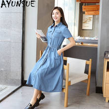 AYUNSUE Spring Summer Denim Dress Women Korean Shirt Dress Long Jeans Dress Elegant 2022 Vestidos Para Mujer 8108 KJ4617 2024 - buy cheap