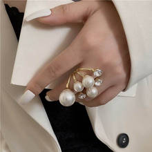Elegant Retro Oversize Multi Pearl Rings Women Lady Shiny Crystal Rhinestone Irregular Charm Ring Wedding Jewelry Accessories 2024 - buy cheap
