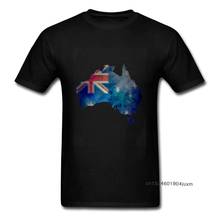 Camiseta de tecido 100% algodão, camiseta masculina de manga curta, camisetas masculinas, camisetas com mapa aquarela da austrália, roupas pretas com estampa 2024 - compre barato