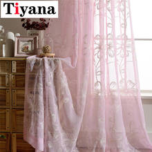 Floral Embroidered Sheer Tulle Curtains For Living Room Girls Pink Pastoral Window Curtain For Bedroom Curtains Cortinas P003Z 2024 - buy cheap