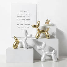 Nordic Creative Balloon Dog Golden White Resin Dogs Figurine Matte Living Room Decoration Home Desktop Ornaments Kids Gifts Home 2024 - buy cheap