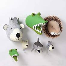 Ins Felt Animal Head Hook Up Wall Hanging Creative Seamless Hook Felt Ornaments Room Decoration Children's Toy Doll Photo Props 2024 - buy cheap