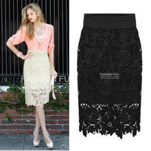 2021 New Spring fashion women skirt package hip Slim was thin skirt womens OL knee length lace embroidery midi skirt women saia 2024 - buy cheap