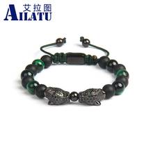 Ailatu-pulseira com berloque duplo, 8mm, ônix natural com pedras olhos de tigre verde, joias para macrame 2024 - compre barato