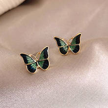 Butterfly Earrings Cute Small Stud Earrings Fashion Clor Oil Three Dimensional Earring Sweet Beauty Jewelry Wholesale 2024 - buy cheap