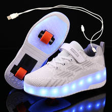 Zapatillas luminosas de una o dos ruedas para niños y niñas, zapatos de Patinaje con luz Led, color blanco y rojo, con carga USB 2024 - compra barato