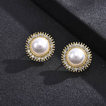 Korean Simple Temperament Trend Pearl Circle Exquisite Fashion High Sense Temperament Stud Earrings for Women's New Style 2024 - buy cheap