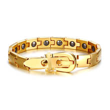 Высокое качество титановые Ювелирные изделия черная золотая линия Engery магнитный браслет для мужчин 2024 - купить недорого