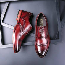 Zapatos formales de negocios transpirables para hombre, zapatos de cuero genuino, moda británica, Oxford, para boda, de lujo, con cordones de diseñador 2024 - compra barato