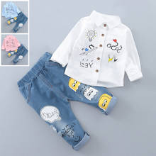 New 2pcs Spring Autumn Baby Boy Clothes Set Long Sleeve Print Shirt + Jeans Children Clothing Sets Kids Baby Boys Shirts + Pants 2024 - buy cheap