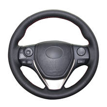 Cubierta de cuero Artificial para volante de coche, cosida a mano, negra, para Toyota RAV4, Corolla, Auris, 2012-2019, Isis, Corolla, iM, Scion, iM 2024 - compra barato