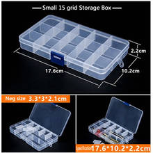 2 tamanhos de plástico ferramenta de armazenamento/caixa de jóias compartimento recipiente ajustável 10 slots/15 slots caixa quadrada caso 2024 - compre barato