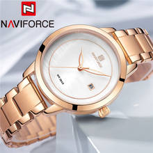 NAVIFORCE-Reloj de lujo de oro rosa para mujer, pulsera de acero inoxidable, clásico, 5008 2024 - compra barato