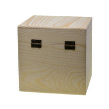 Caja grande de madera para almacenamiento, caja de joyas de madera lisa con tapa y cerradura, 12x12x12cm 2024 - compra barato