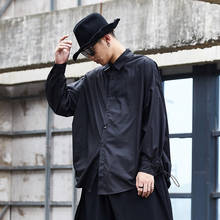 Men Oversize Long Sleeve Loose Casual White Black Shirt Male Streetwear Hip Hop Gothic Japan Vintage Dress Shirt Stage Clothing 2024 - buy cheap