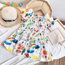 Sodawn Girls Dress 2020 Summer Cartoon Puff Sleeve Short Sleeves Princess Party Dress Cartoon Printed Children Clothes 2024 - buy cheap