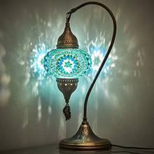 Английский марокканский Тиффани Стиль женские туфли-лодочки ручной работы в стиле мозаики настольная лампа прикроватный ночник в стиле «Лебединая шея» лампа светильник абажур, бирюзовый, 19" 2024 - купить недорого