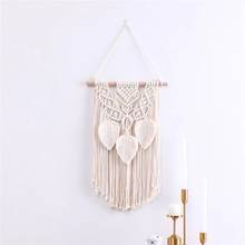 Nordic Room Wall Decoration Handmade Cotton Leaves Rope Hanging Decor Strings Crafts Scandinavia Living Room Decor Wall Hanging 2024 - buy cheap