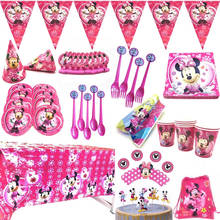 Disney Minnie Mouse birthday party Disposable tableware decor banner balloons decoration birthday party supplies 2024 - buy cheap