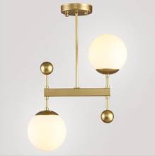 Northern Europe postmodern restaurant Pendant Lamp Gold simple creative double head bedroom ball glass chandelier 2024 - buy cheap