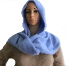 LOVELYDONKEY women Plush mink cashmere   Ladies hand knitting hat+scarf  Winter warm knitting Hooded scarf free shipping  M1044 2024 - buy cheap