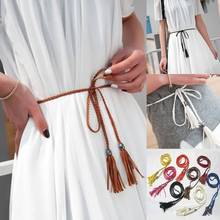 1PC Thin Waist Rope Belt Women Simple PU Leather Tassel Braided Self-Tie Belt Daily life 2024 - buy cheap