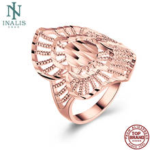 INALIS-anillos de flores huecas románticas para mujer y hombre, joyería de cobre de lujo Unisex chapada en oro rosa, novedad 2024 - compra barato