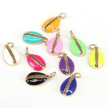 10Pcs, Gold Plating Enamel Cowrie Seashell charm, Colourful conch pendants, Shell Pendant 2024 - buy cheap