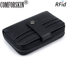 COMFORSKIN Genuine Leather Card Holders RFID Protecting Unisex Card Wallet Men Business Card Case Multi-function Card Holders 2024 - buy cheap