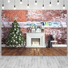 Avezano-Fondo de Feliz Navidad, Árbol de Invierno, chimenea, vela, pared de ladrillo, fotografía, estudio fotográfico, Photozone 2024 - compra barato
