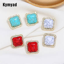 Kymyad brincos para mulheres, pedra de resina, bijuterias femininas, cristal, fantasia, bijuterias para mulheres, brincos quadrados, tendência 2021 2024 - compre barato