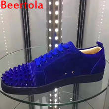 Beertola-zapatillas de deporte informales para hombre, zapatos planos con remaches de punta redonda, cómodos, de ocio, color azul 2024 - compra barato