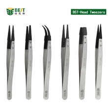 New 6pcs Precision Stainless Steel Electronic Anti-static Tweezers Pointed And Curved Replaceable Tips Tweezer Kit 2024 - buy cheap