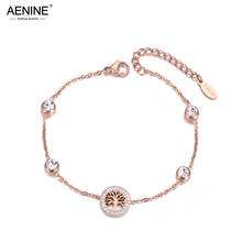 AENINE Fashion CZ Crystal Tree Charm Bracelets Jewelry Titanium Stainless Steel Chain & Link Bohemia Bracelet For Women AB19060 2024 - buy cheap