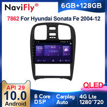 Rádio automotivo, android 10, 6 gb + 128g, qled, 4g, lte, wi-fi, carplay, áudio, reprodutor multimídia, navegação gps para hyundai, sonata 2003 a 2009 2024 - compre barato