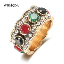 Wbmqda Популярные винтажные кольца с кристаллами для женщин модное золотистое круглое кольцо богемные ювелирные изделия трендовые изделия 2020 2024 - купить недорого