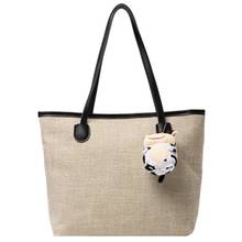 PURFAY Canvas Capacity Women Shoulder Bag Cotton Tote Shopper Bag Eco Reusable Travelling bag Cloth Messenger Bag 2024 - buy cheap