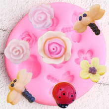 3D Dragonfly Ladybug Silicone Mold Rose Flower Candy Chocolate Mould DIY Baby Party Cupcake Topper Fondant Cake Decorating Tools 2024 - buy cheap