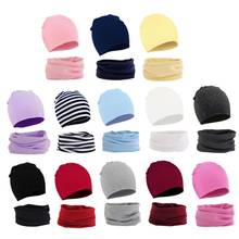 2 pçs outono inverno quente chapéu do bebê cachecol conjunto de cor sólida boné para meninos meninas algodão 97bc 2024 - compre barato