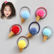 Versão coreana de acessórios de cabelo infantil lindas bolas coloridas de fio para bebê sorvete cones, cordas de cabelo, anéis de cabelo faixas de borracha 2024 - compre barato