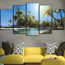 Modular Wall Art Canvas Coconut Tree Paintings Pictures Sea Prints Poster Home Decor Natural Scenery For Living Room Framework 2024 - buy cheap